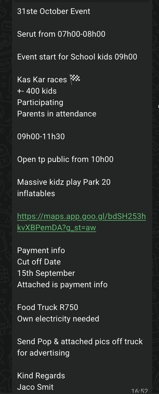 Kas Kar races event details screenshot