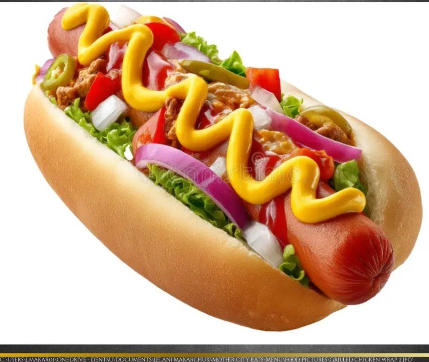Fully loaded classic hot dog